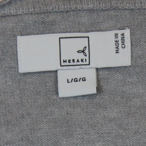 Meraki Light Gray Knitted Pull Over V Neck Long Sleeve Sweater Jumper Large - Picture 8 of 10